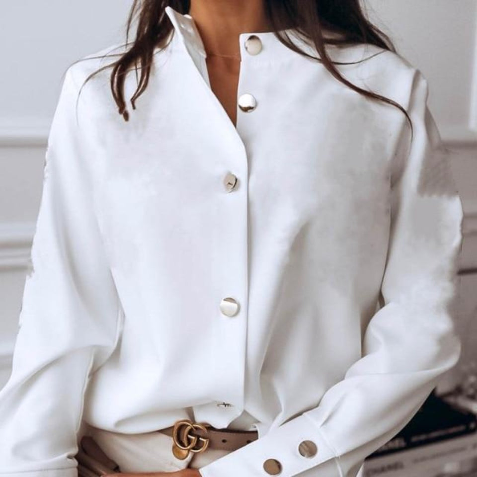 Elegant Adjustable Sleeve Button Blouse - Easy Pickins Store
