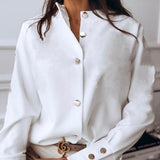 Elegant Adjustable Sleeve Button Blouse - Easy Pickins Store