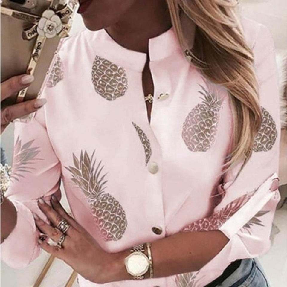 Elegant Adjustable Sleeve Button Blouse - Easy Pickins Store
