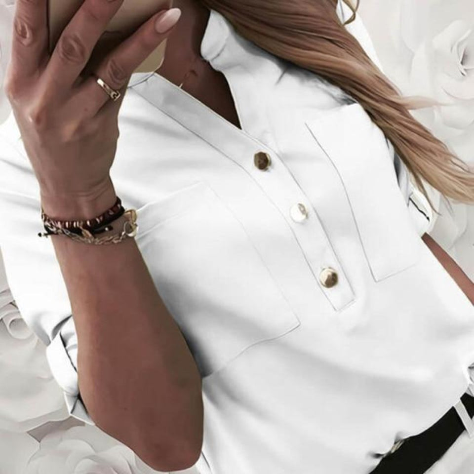 Elegant Adjustable Sleeve Button Blouse - Easy Pickins Store