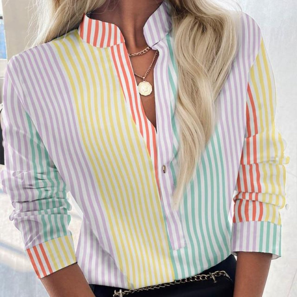 Elegant Adjustable Sleeve Button Blouse - Easy Pickins Store