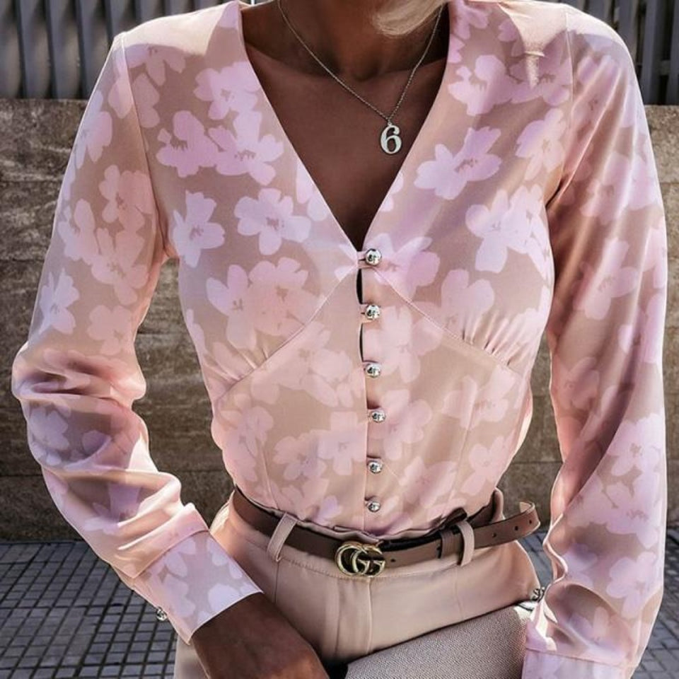 Elegant Adjustable Sleeve Button Blouse - Easy Pickins Store