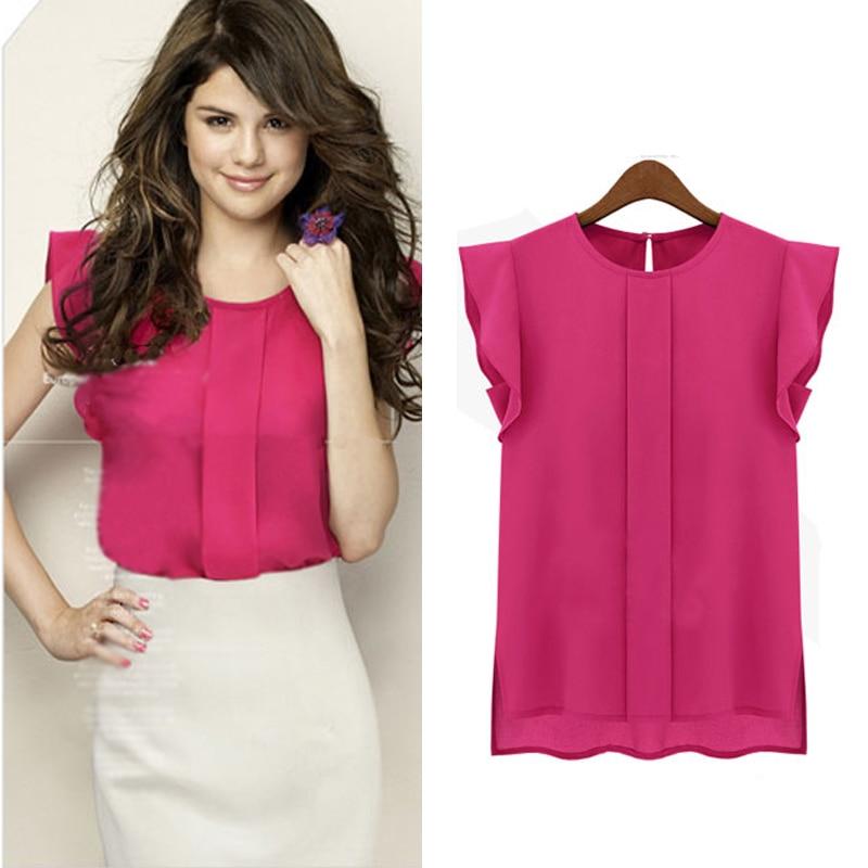 Elegant Blouse Short Sleeve Chiffon Shirt Ruffle - Easy Pickins Store