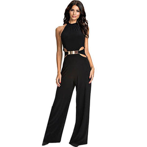 Elegant Hollow Out Jumpsuit Sleeveless Loose Pants - Easy Pickins Store