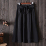 Elegant Pleated Skirt Big Bow High Waist Knee Length A Line Skirt - Easy Pickins Store