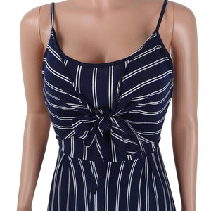 Elegant Spaghetti Romper Sleeveless Backless Bow Wide Legs Jumpsuit - Easy Pickins Store