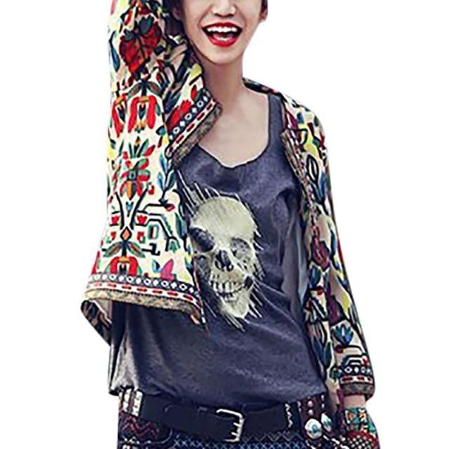 Embroidered Jacket Tribal Print Long Sleeve - Easy Pickins Store