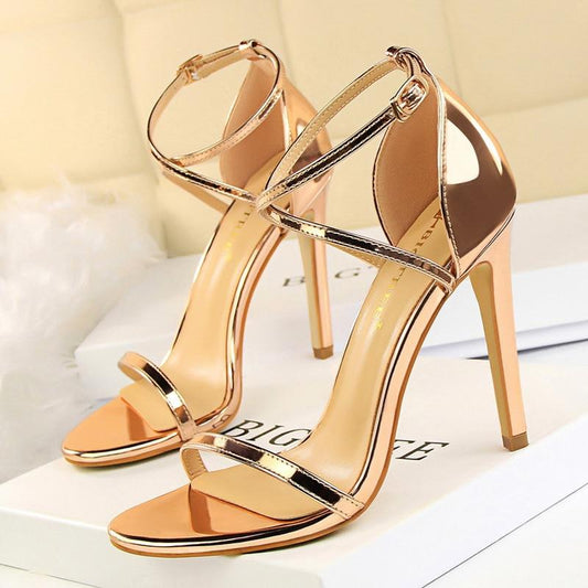 Extreme High Heels Pumps Buckle Gold Silver - Easy Pickins Store