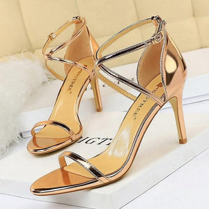 Extreme High Heels Pumps Buckle Gold Silver - Easy Pickins Store