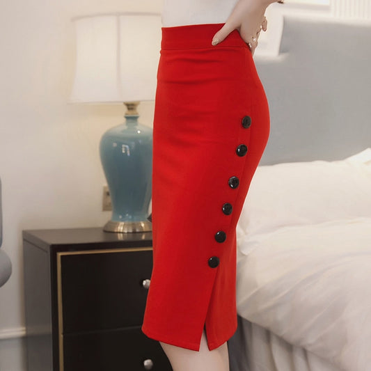 Pencil High Waist Button Skirt - Easy Pickins Store