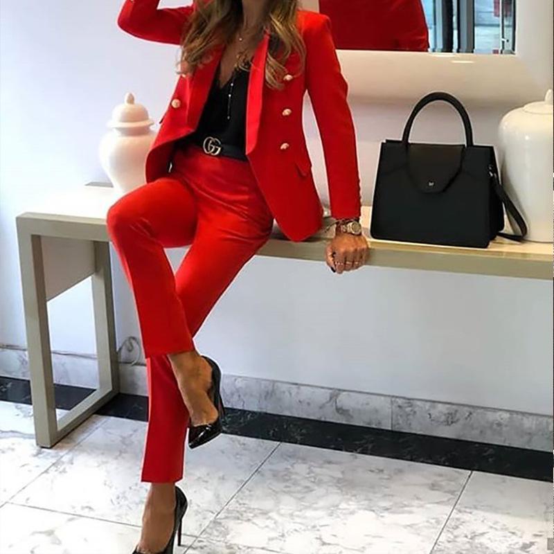 Fashion Blazer Elastic Pants Suit Office Lady Slim Elegant Pants Set - Easy Pickins Store