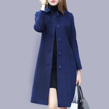 Fashion Wool Coat Mid Length Single Breasted Slim Blended Woolen Overcoat - Easy Pickins Store