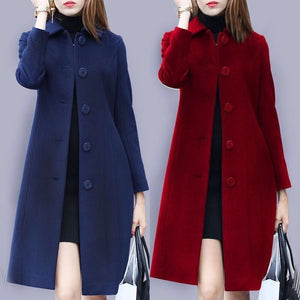 Fashion Wool Coat Mid Length Single Breasted Slim Blended Woolen Overcoat - Easy Pickins Store