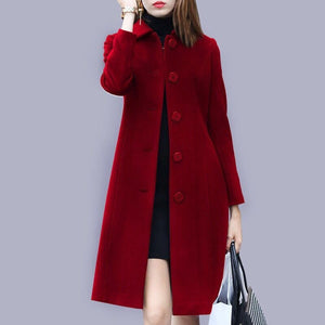 Fashion Wool Coat Mid Length Single Breasted Slim Blended Woolen Overcoat - Easy Pickins Store