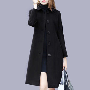 Fashion Wool Coat Mid Length Single Breasted Slim Blended Woolen Overcoat - Easy Pickins Store
