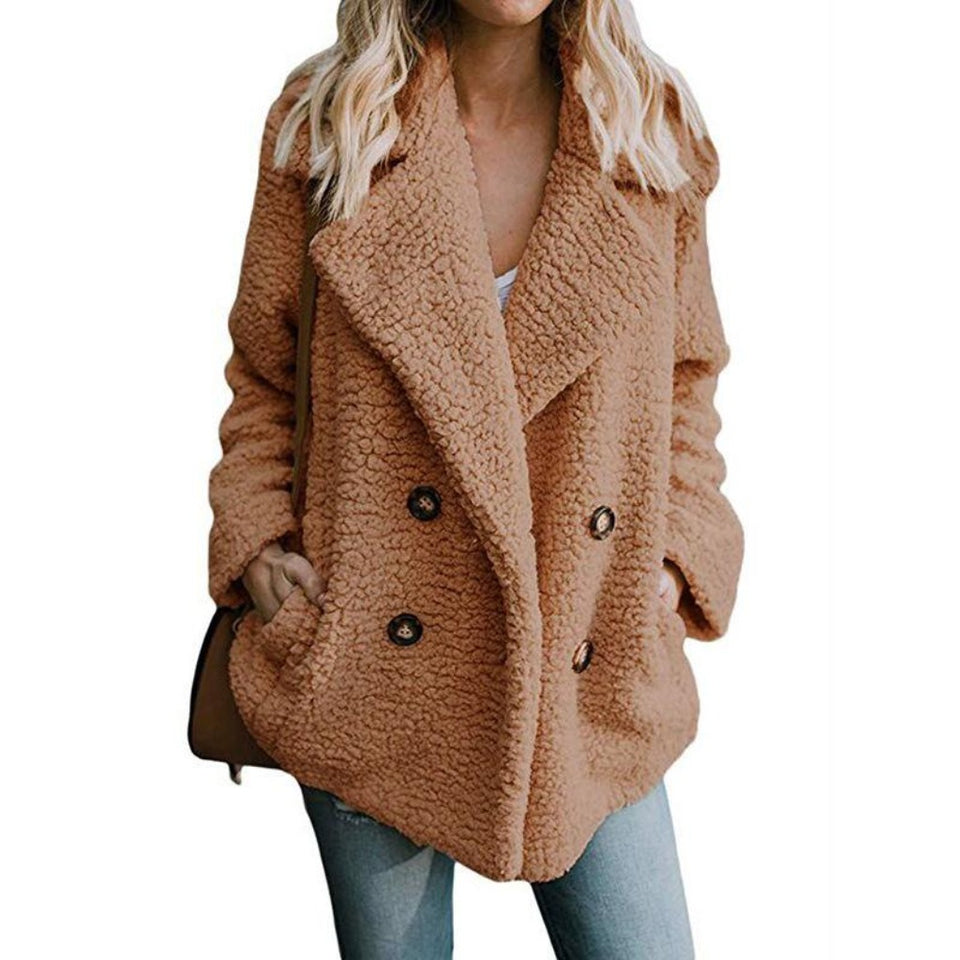 Faux Fur Coat Lapel Long Sleeve Teddy Overcoat - Easy Pickins Store