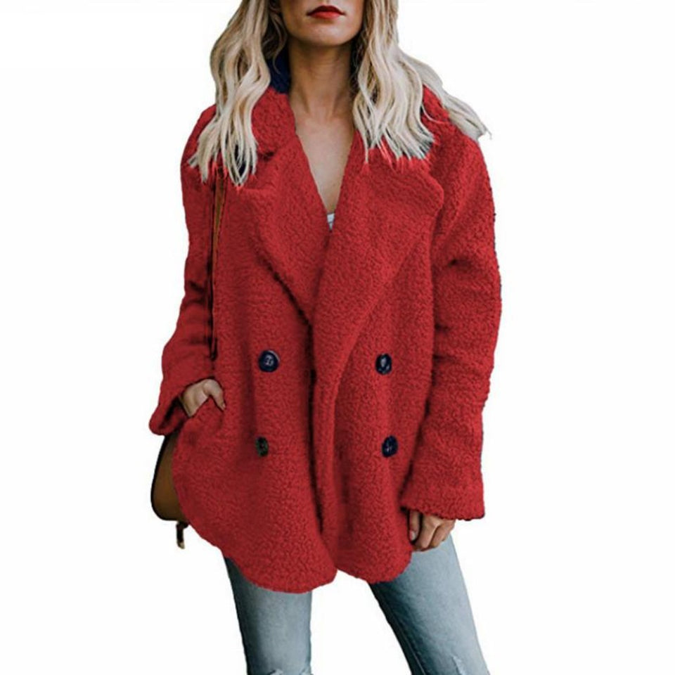 Faux Fur Coat Lapel Long Sleeve Teddy Overcoat - Easy Pickins Store