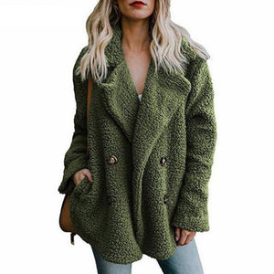 Faux Fur Coat Lapel Long Sleeve Teddy Overcoat - Easy Pickins Store