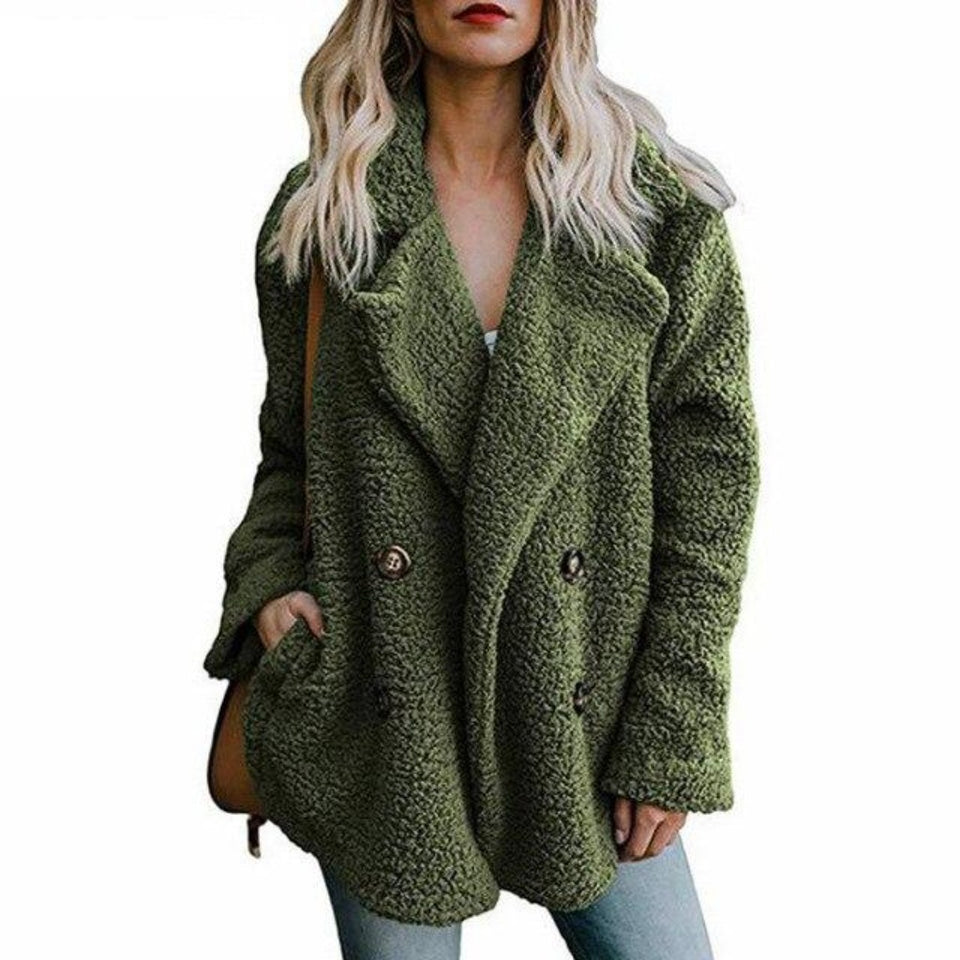 Faux Fur Coat Lapel Long Sleeve Teddy Overcoat - Easy Pickins Store