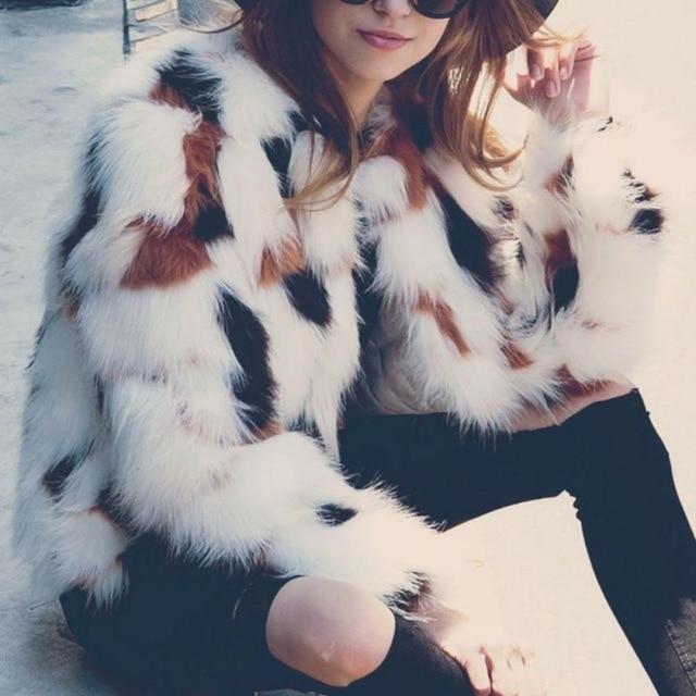 Faux Fur Coat Long Sleeve Plush Coat Elegant Stylish - Easy Pickins Store