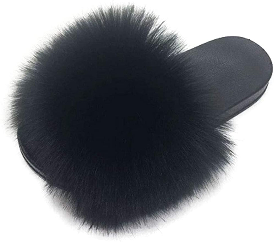 Faux Fur Slides Slippers Open Toe Furry Slide Flip Flop - Easy Pickins Store