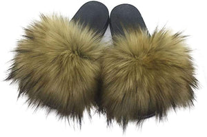 Faux Fur Slides Slippers Open Toe Furry Slide Flip Flop - Easy Pickins Store