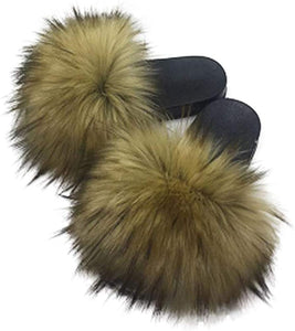 Faux Fur Slides Slippers Open Toe Furry Slide Flip Flop - Easy Pickins Store