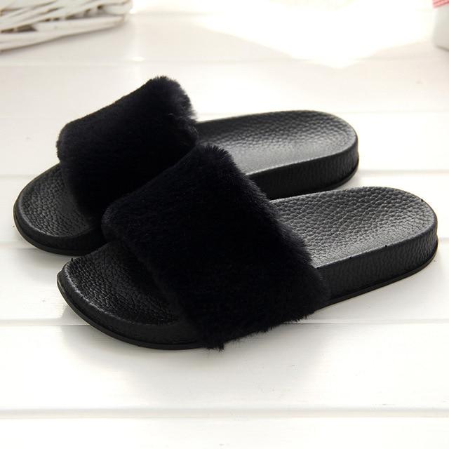 Faux Fur Slippers Slip On - Easy Pickins Store