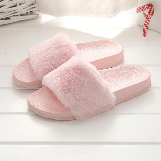 Faux Fur Slippers Slip On - Easy Pickins Store