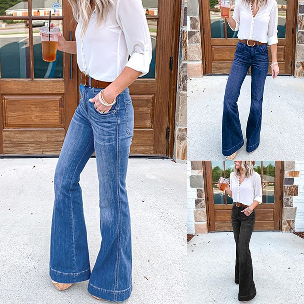 Flare Jeans Bell Bottoms Stretching Wide Leg Denim - Easy Pickins Store
