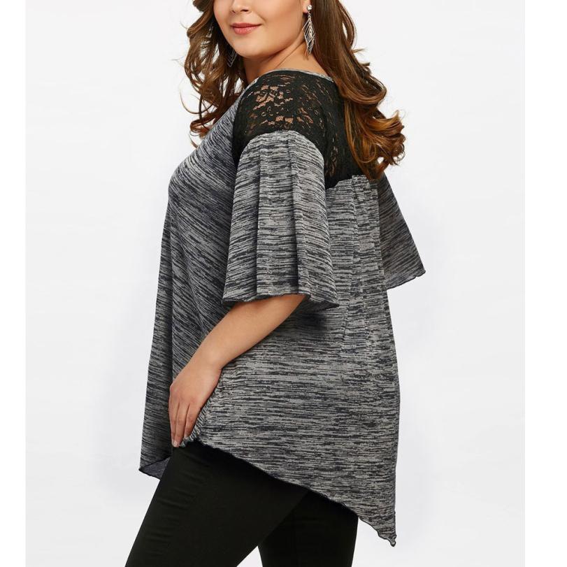 Flare Sleeve Top Asymmetrical Tunic Lace - Easy Pickins Store