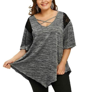 Flare Sleeve Top Asymmetrical Tunic Lace - Easy Pickins Store