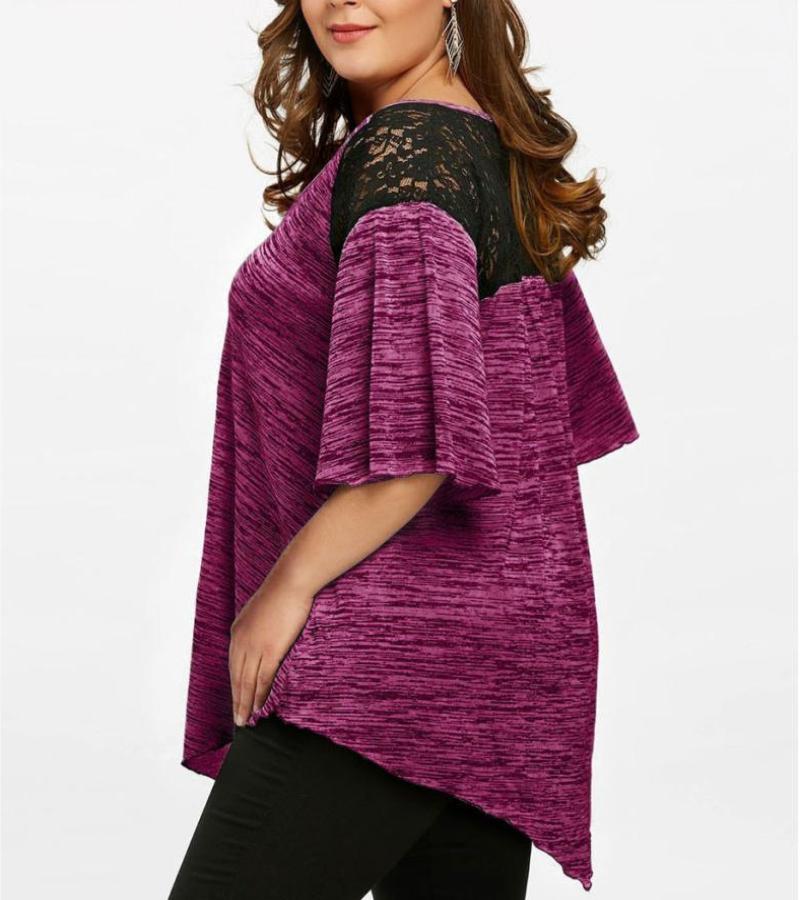 Flare Sleeve Top Asymmetrical Tunic Lace - Easy Pickins Store