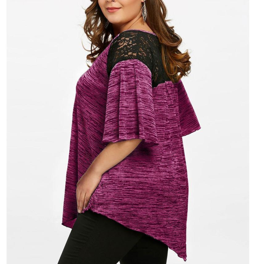 Flare Sleeve Top Asymmetrical Tunic Lace - Easy Pickins Store