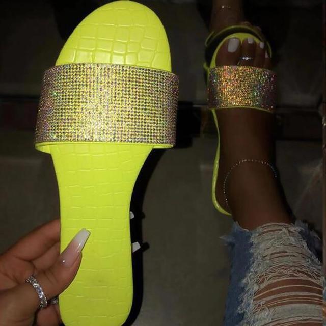 Flat Glitter Rhinestone Slippers - Easy Pickins Store
