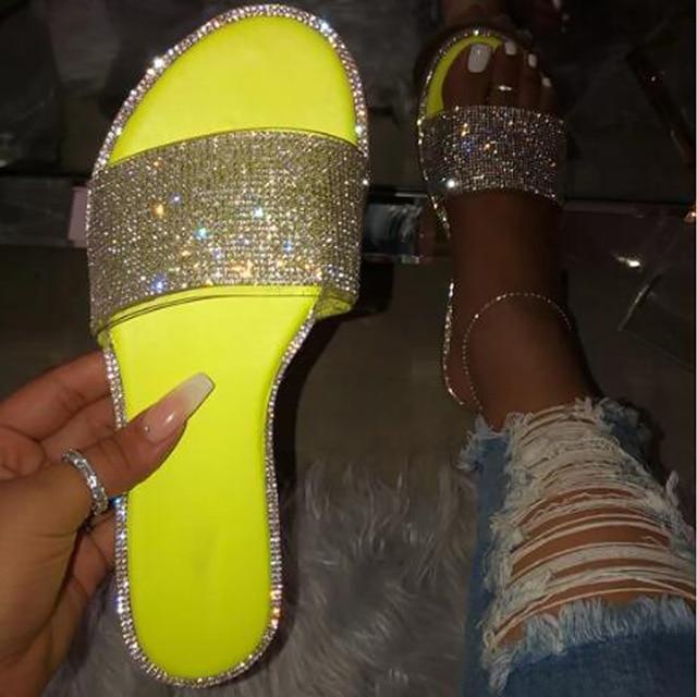 Flat Glitter Rhinestone Slippers - Easy Pickins Store