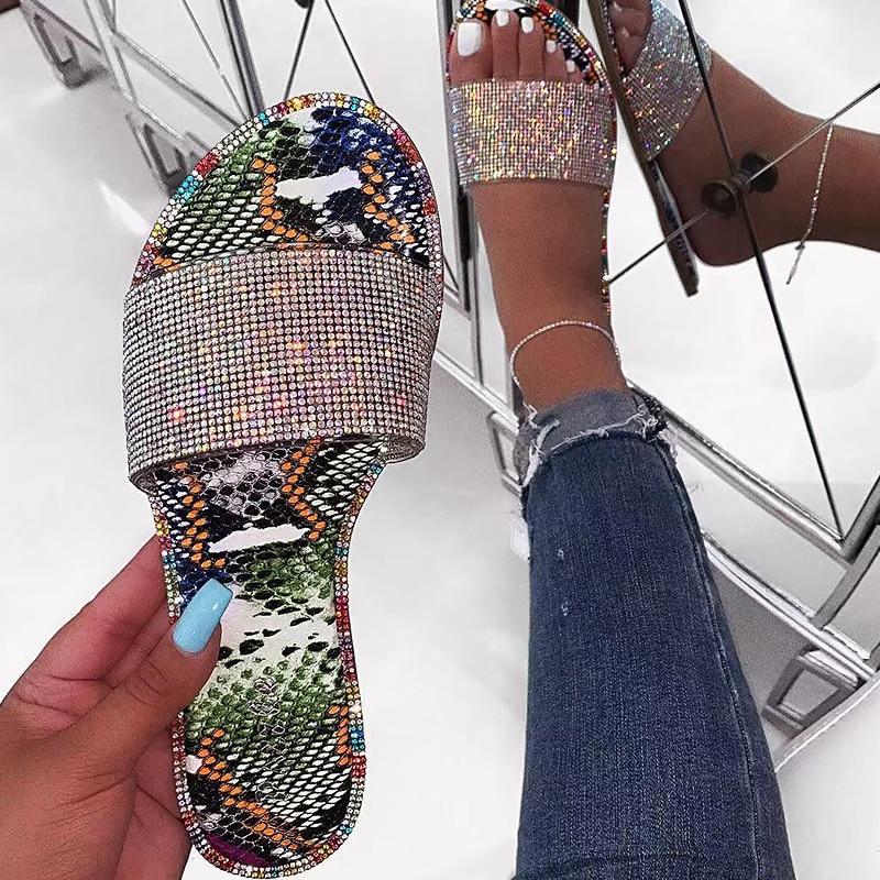 Flat Glitter Rhinestone Slippers - Easy Pickins Store