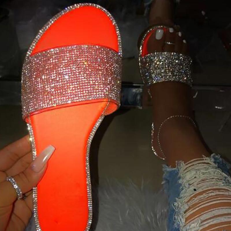 Flat Glitter Rhinestone Slippers - Easy Pickins Store