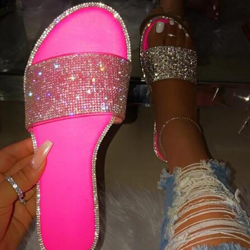 Flat Glitter Rhinestone Slippers - Easy Pickins Store