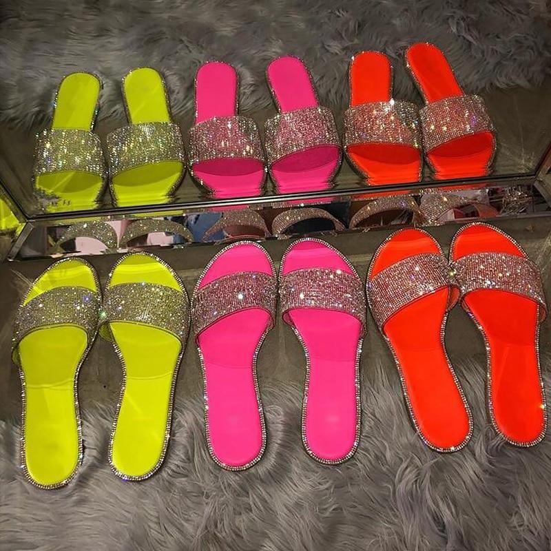 Flat Glitter Rhinestone Slippers - Easy Pickins Store
