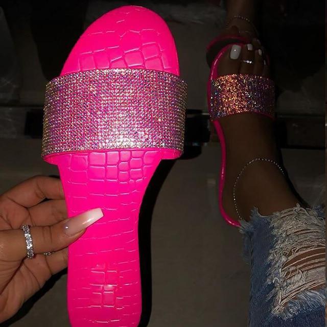 Flat Glitter Rhinestone Slippers - Easy Pickins Store