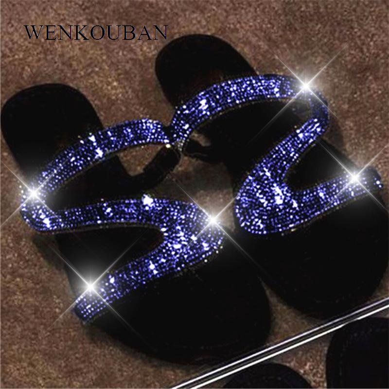 Flat Sandals Bling Slippers Gladiator Low Heels - Easy Pickins Store
