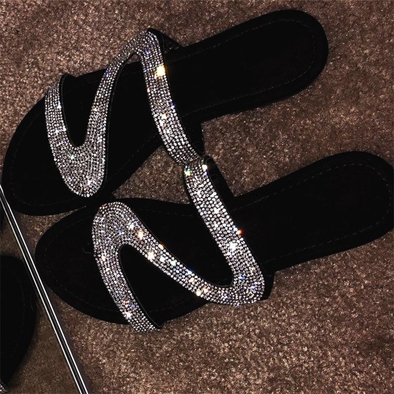 Flat Sandals Bling Slippers Gladiator Low Heels - Easy Pickins Store