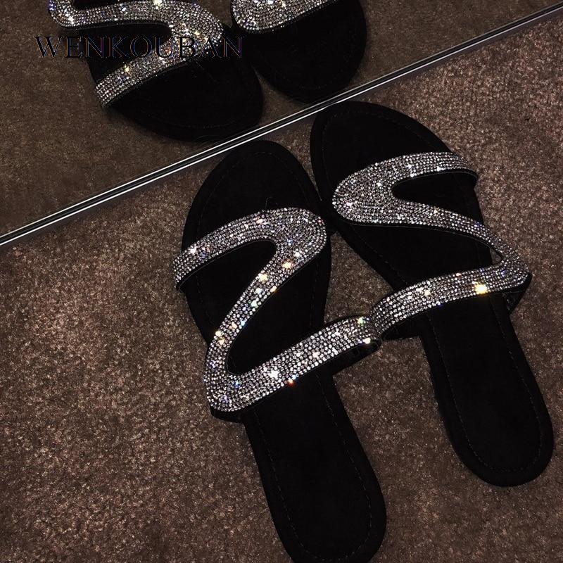 Flat Sandals Bling Slippers Gladiator Low Heels - Easy Pickins Store