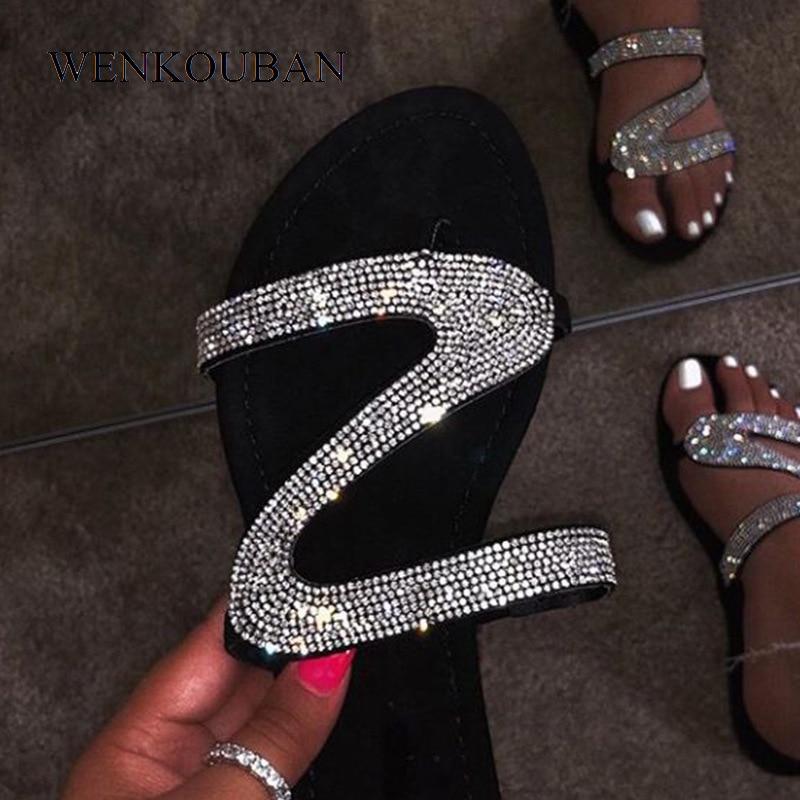 Flat Sandals Bling Slippers Gladiator Low Heels - Easy Pickins Store