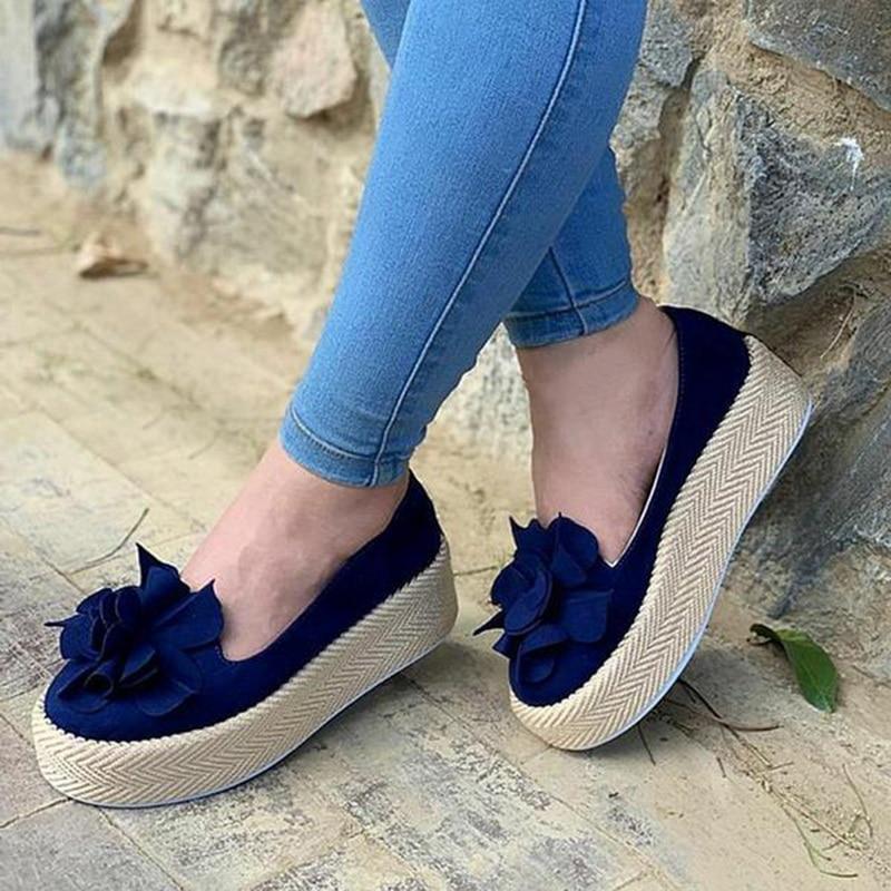 Flats Platform Sneakers Slip On Leather Loafers Floral - Easy Pickins Store