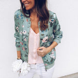 Floral Bomber Short Zipper Long Sleeve Jacket - Easy Pickins Store
