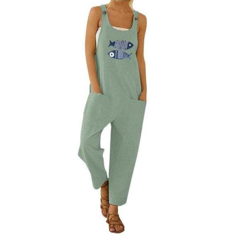 Floral Daisy Print Pocket Romper Long Button Jumpsuit - Easy Pickins Store