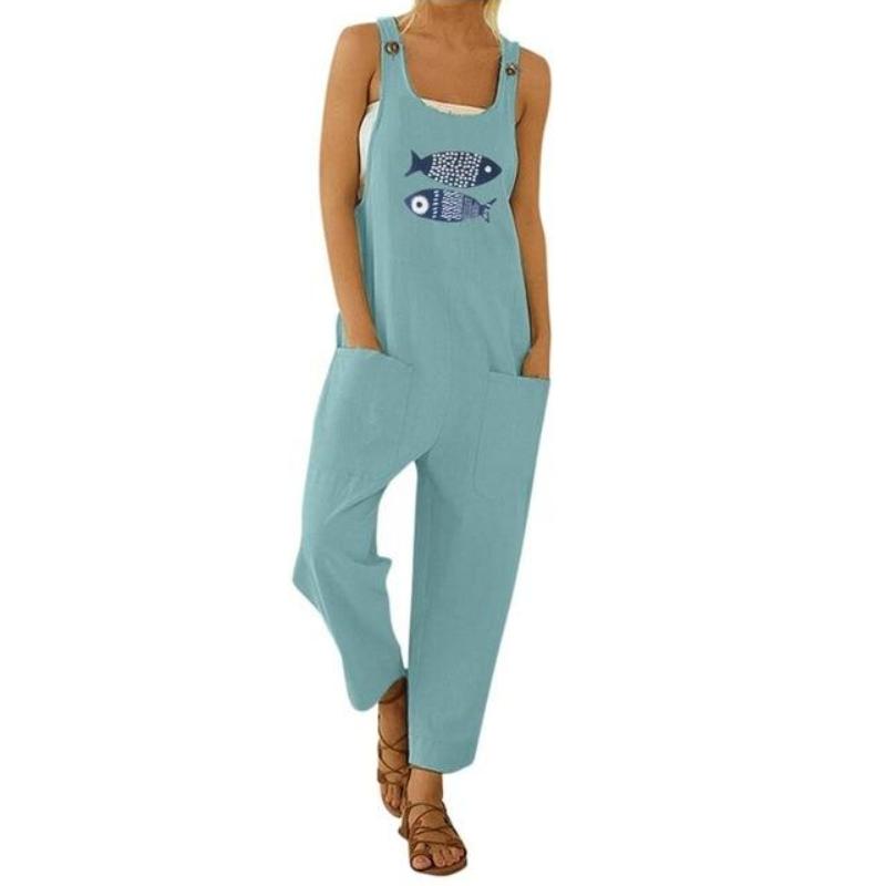 Floral Daisy Print Pocket Romper Long Button Jumpsuit - Easy Pickins Store