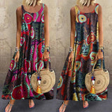 Floral Loose Bohemian Dress Sleeveless - Easy Pickins Store